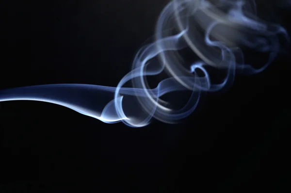 Whirl Smoke Blue Cast Black Backgrounde — Stock Photo, Image