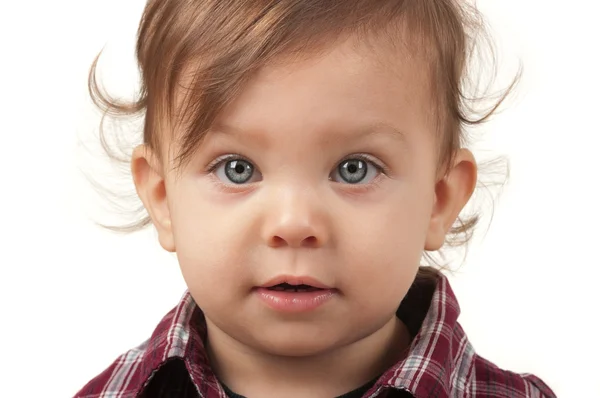 Uma Criança Muito Fofa Com Belos Olhos Azuis — Fotografia de Stock