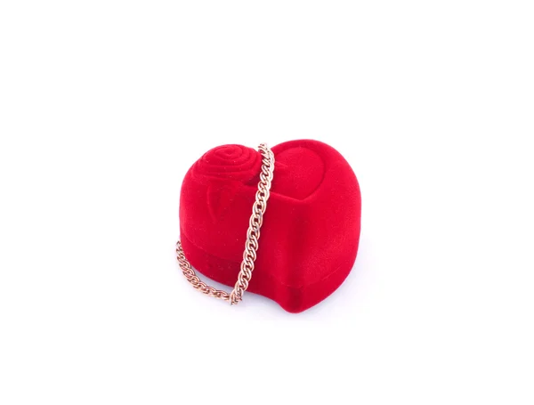 Gold Bracelet Red Gift Packing Isolated White Background — Stock Photo, Image