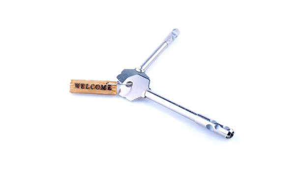Welcome concept with key and label. — Stock Photo, Image