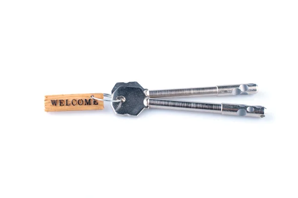 Welcome Concept Key Label Isolated White — Stock Photo, Image