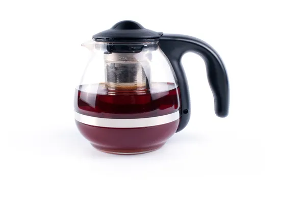 Glass Teapot Tea Isolated White Background — Stock Photo, Image