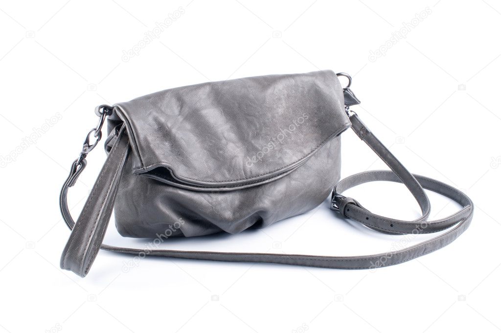 Natural leather handbag isolated on white background