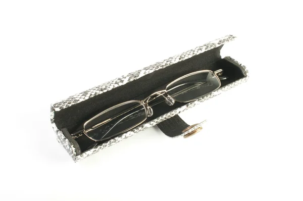 Glasses in spectacle case over white. — Stock Photo, Image