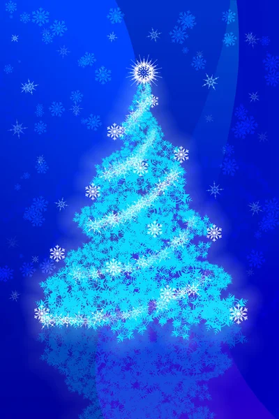 Arbre de Noël sur fond bleu — Photo