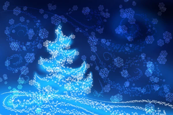 Weihnachtsbaum auf blauem Hintergrund — Stockfoto