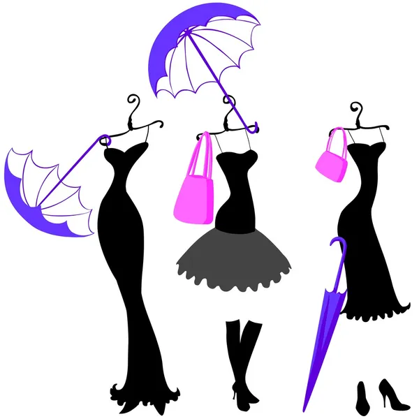 Illustration Cocktail Dresses Hangers Accessories — Stock Photo, Image