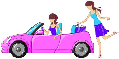 Woman puts shopping bags in the car. clipart