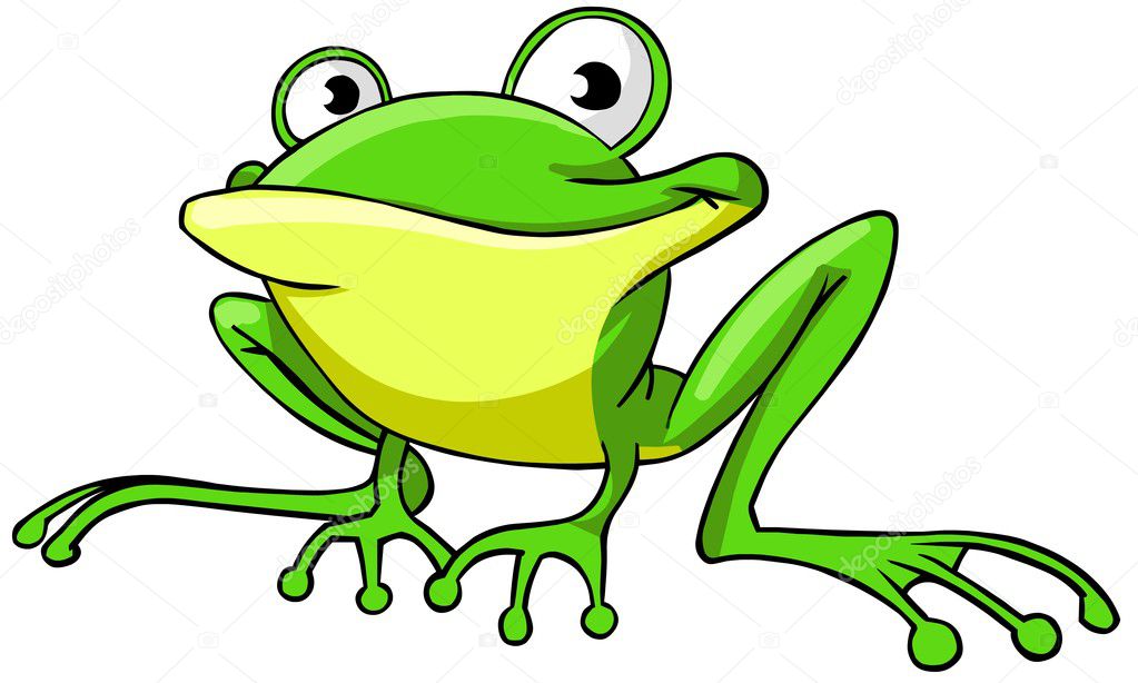 Cartoon illustration of frog character. Isolated on white background.