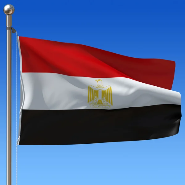 Прапор Єгипту проти синього неба. — стокове фото