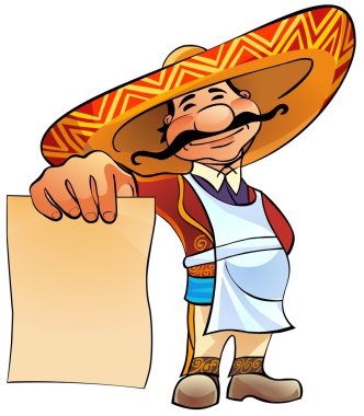 Mexican cook with menu. clipart