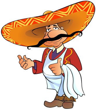 Mexican chief with thumb up. clipart