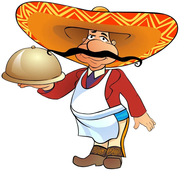 Camarero mexicano con bandeja — Foto de Stock