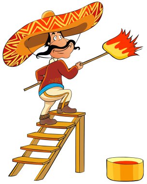 Mexican man with a brush clipart