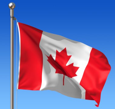 Kanada bayrağı mavi gökyüzü. illüstrasyon.