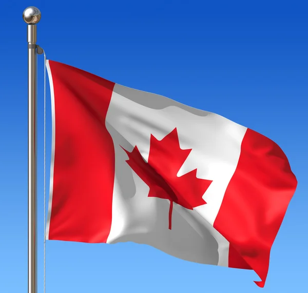 青い空を背景カナダの旗。3 d イラスト. — ストック写真