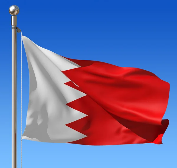 stock image Flag of Bahrain against blue sky. 3d illustration.