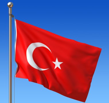 Mavi gökyüzü karşı Türkiye'nin bayrak.
