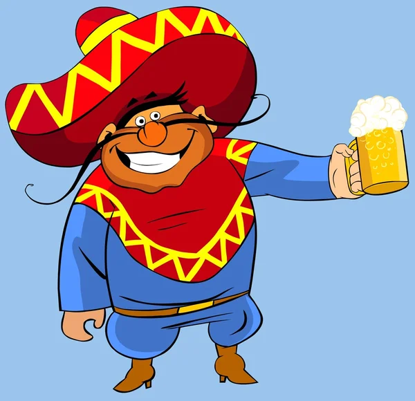 Mexicaanse met een biertje. — Stockfoto