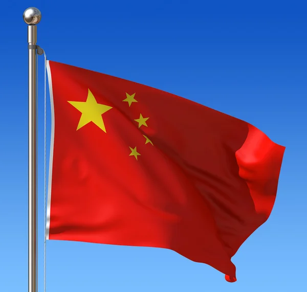 stock image Flag of China against blue sky. 3d illustration.