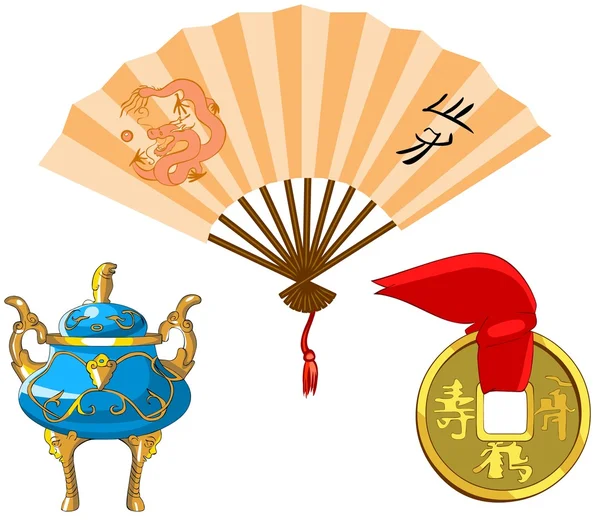 Uppsättning av traditionella kinesiska symboler. — 图库照片