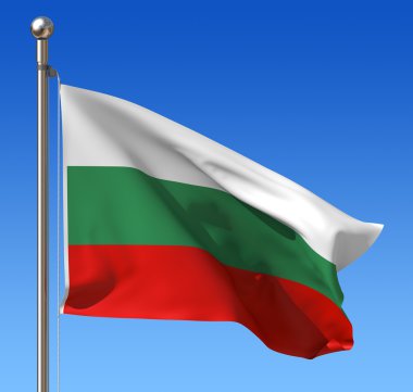 Flag of Bulgaria against blue sky. 3d illustration. clipart