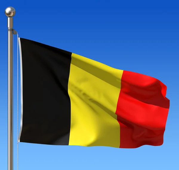 Flag of Belgium against blue sky. 3d illustration. — Stock Photo, Image
