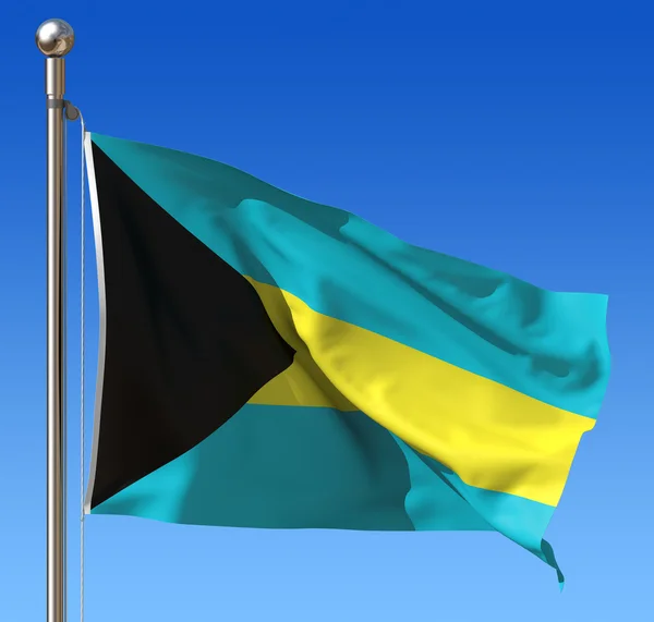 Bandeira das Bahamas contra o céu azul. ilustração 3d . — Fotografia de Stock