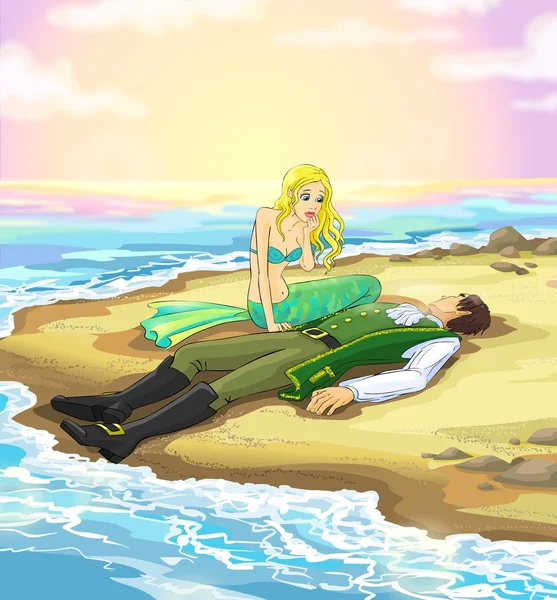 Fairy tale 5. Mermaid and prince. — Stock Photo, Image
