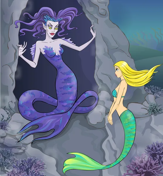 Fairy tale 6. Mermaid and witch. — Stock Photo, Image