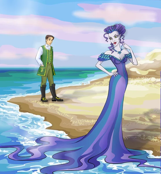 Sprookje 8. beautifil heks met een prins. — Stockfoto