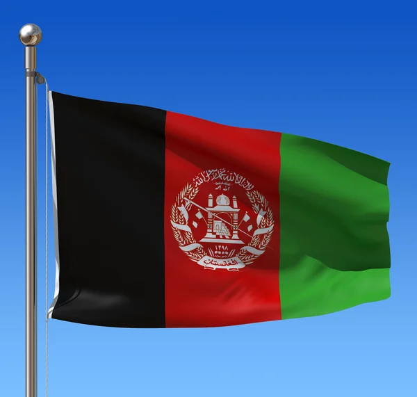 stock image Flag of Afghanistan against blue sky. 3d illustration.