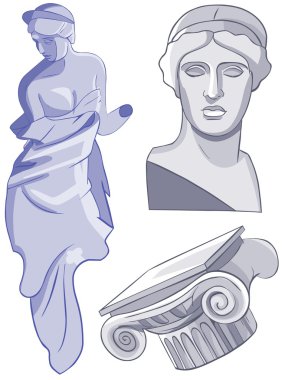 Ancient Greek statues. clipart