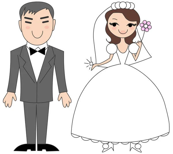 Koreaanse bruid en bruidegom. — Stockvector