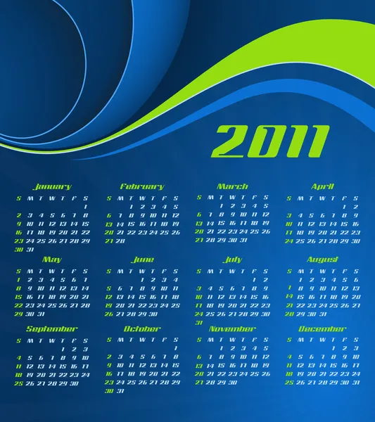 Vector abstract calendar, design template for 2011 — Wektor stockowy