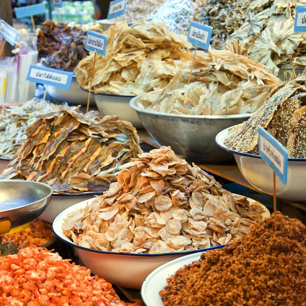 Sušené Mořské Plody Trhu Stánek Nachází Městě Hua Hin Thajsku — Stock fotografie