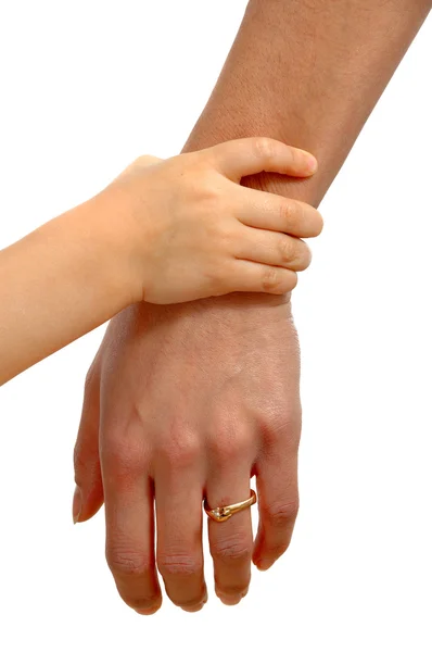 Händerna på mor och barn — Stockfoto