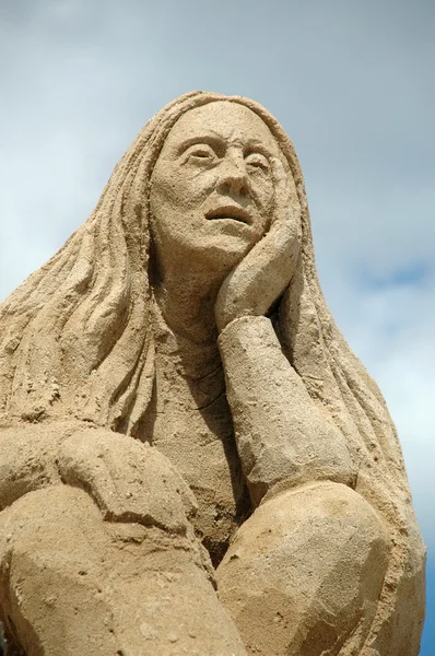 Ledsen sand kvinna — Stockfoto