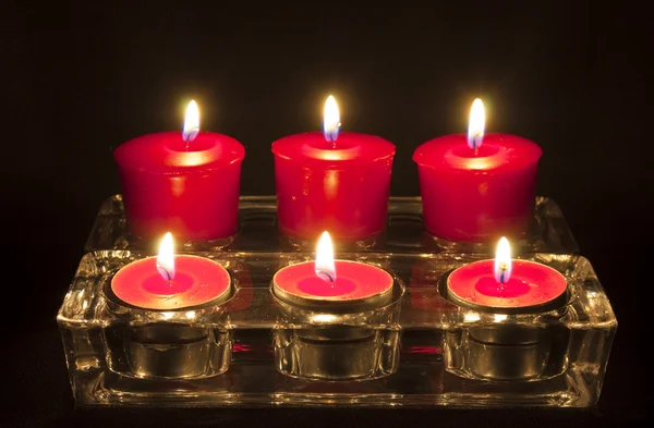 Six Red Tea Candles Stock Image