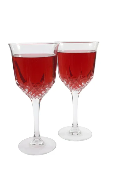Deux Verres Vin Rouge Isolé Sur Blanc — Photo