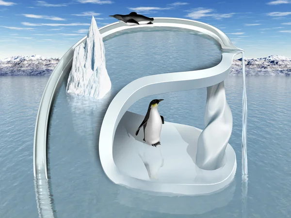 不思議の国の超現実的なペンギン — ストック写真