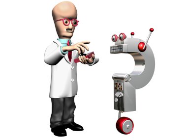 professor demonstrating his invention clipart