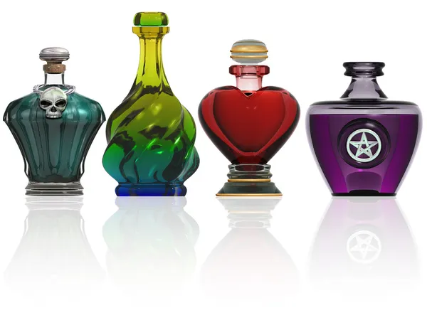 Samlingen av potion flaskor Royaltyfria Stockbilder