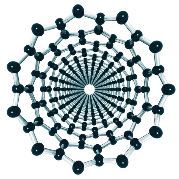Isolada Ilustração Olhando Para Baixo Nanotubo Carbono — Fotografia de Stock