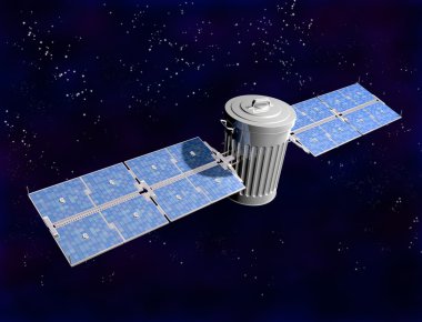 Illustration of a satellite trash can in space clipart