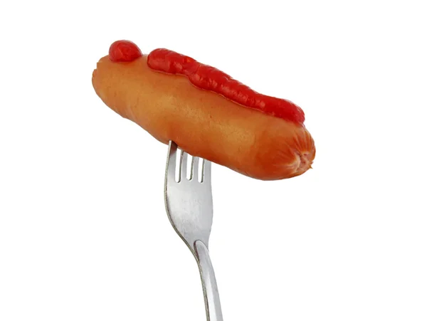 Sausage with ketchup — Stock Photo, Image