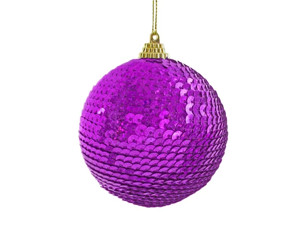 Kerstboom Decoratie Magenta Bal Geïsoleerd Wit — Stockfoto