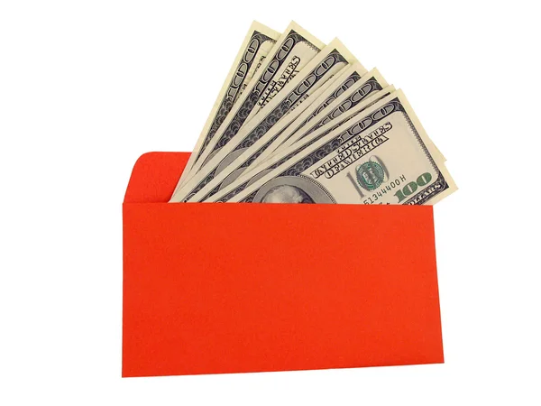 Cash in red envelope — Stock Photo, Image