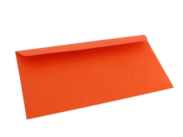 Envelope Vermelho Aberto Isolado Fundo Branco — Fotografia de Stock