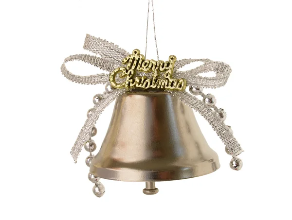 Zilveren Christmas Bell Geïsoleerd Witte Achtergrond — Stockfoto